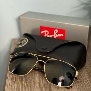 Ray-Ban Gold Frame Sunglasses with Black Lenses